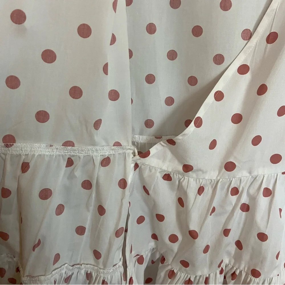 Polly & Esther White Wrap Midi Dress with Pink Polka Dots